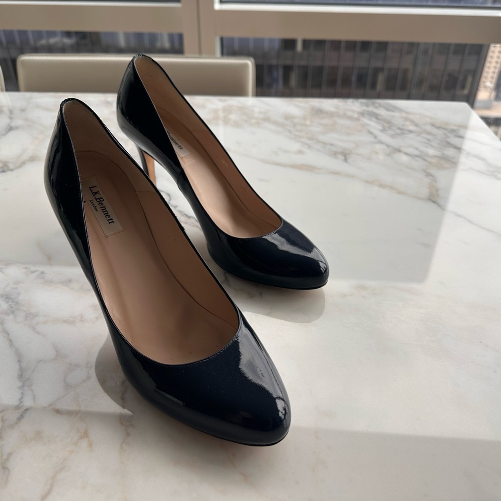 L.K.Bennett real leather navy high heels in size 42